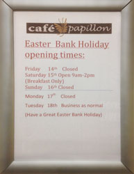 Easter Holiday Opening Times